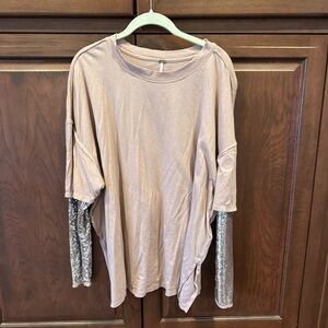 NWT Free People mauve layered look tee sz S